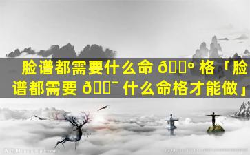 脸谱都需要什么命 🌺 格「脸谱都需要 🐯 什么命格才能做」
